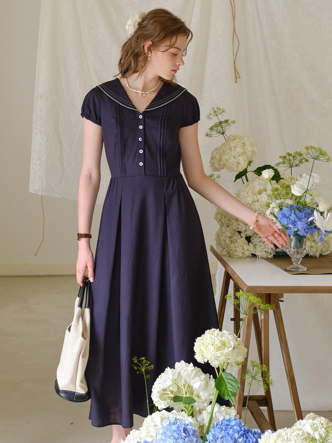 Harper V-Neck Linen Dress