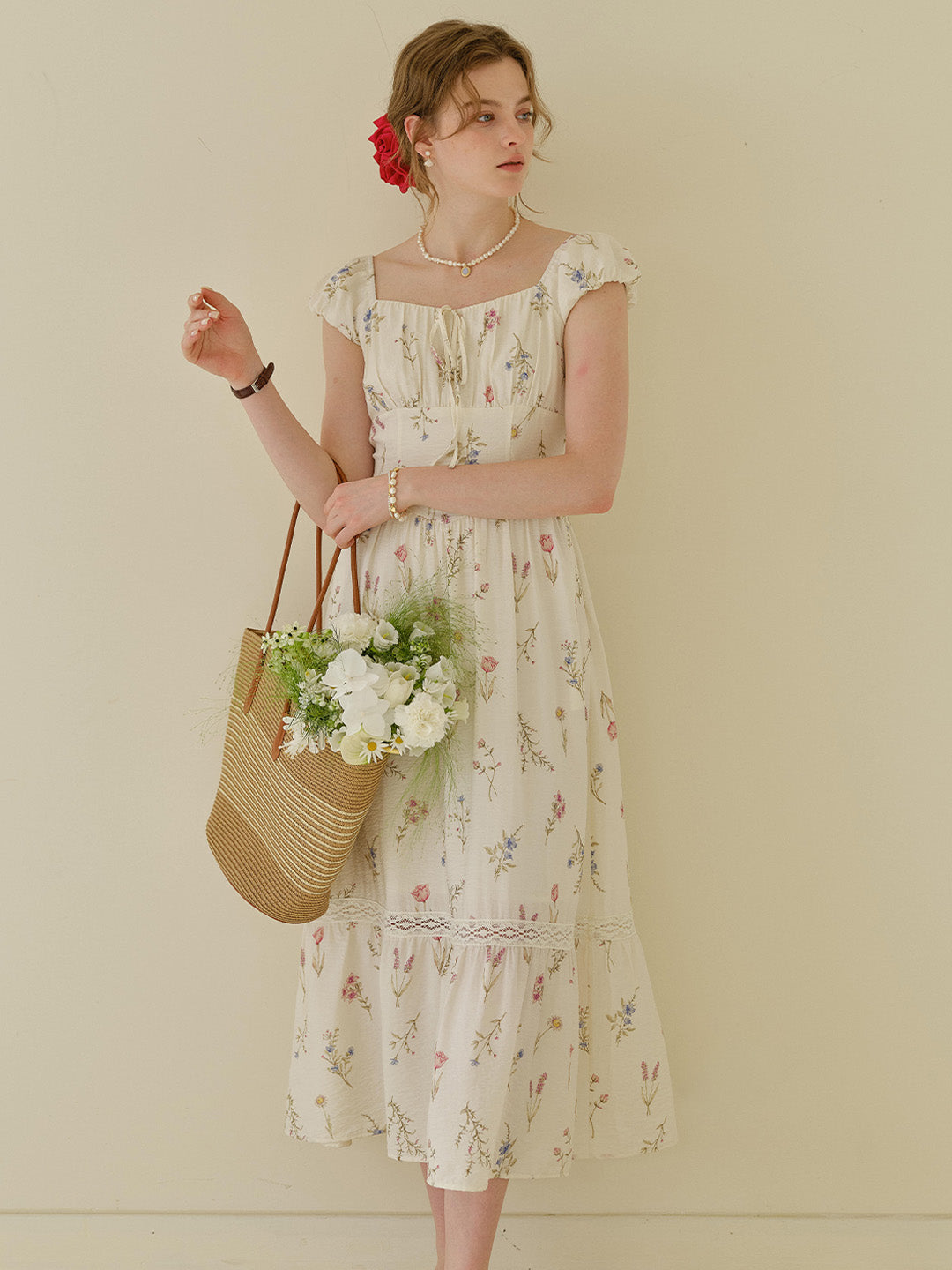 Victoria Sweetheart Neck Floral Dress