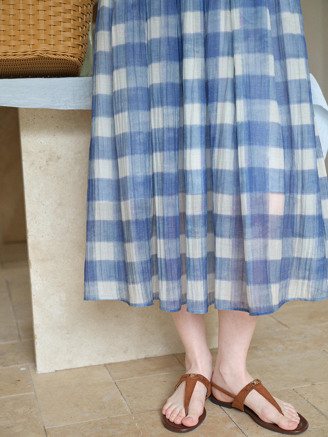 Cleo Sweetheart Neck Plaid Dress