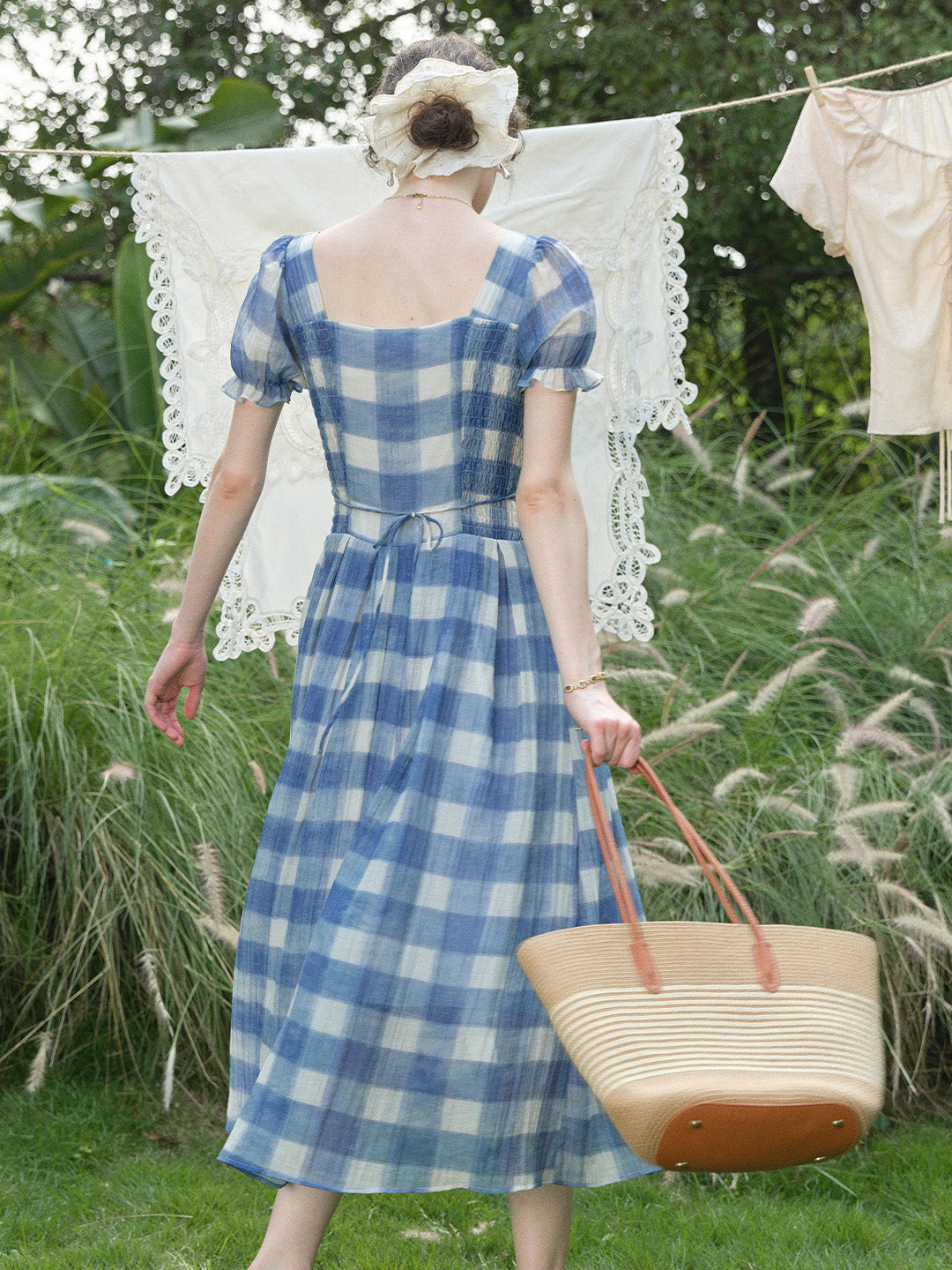 Cleo Sweetheart Neck Plaid Dress