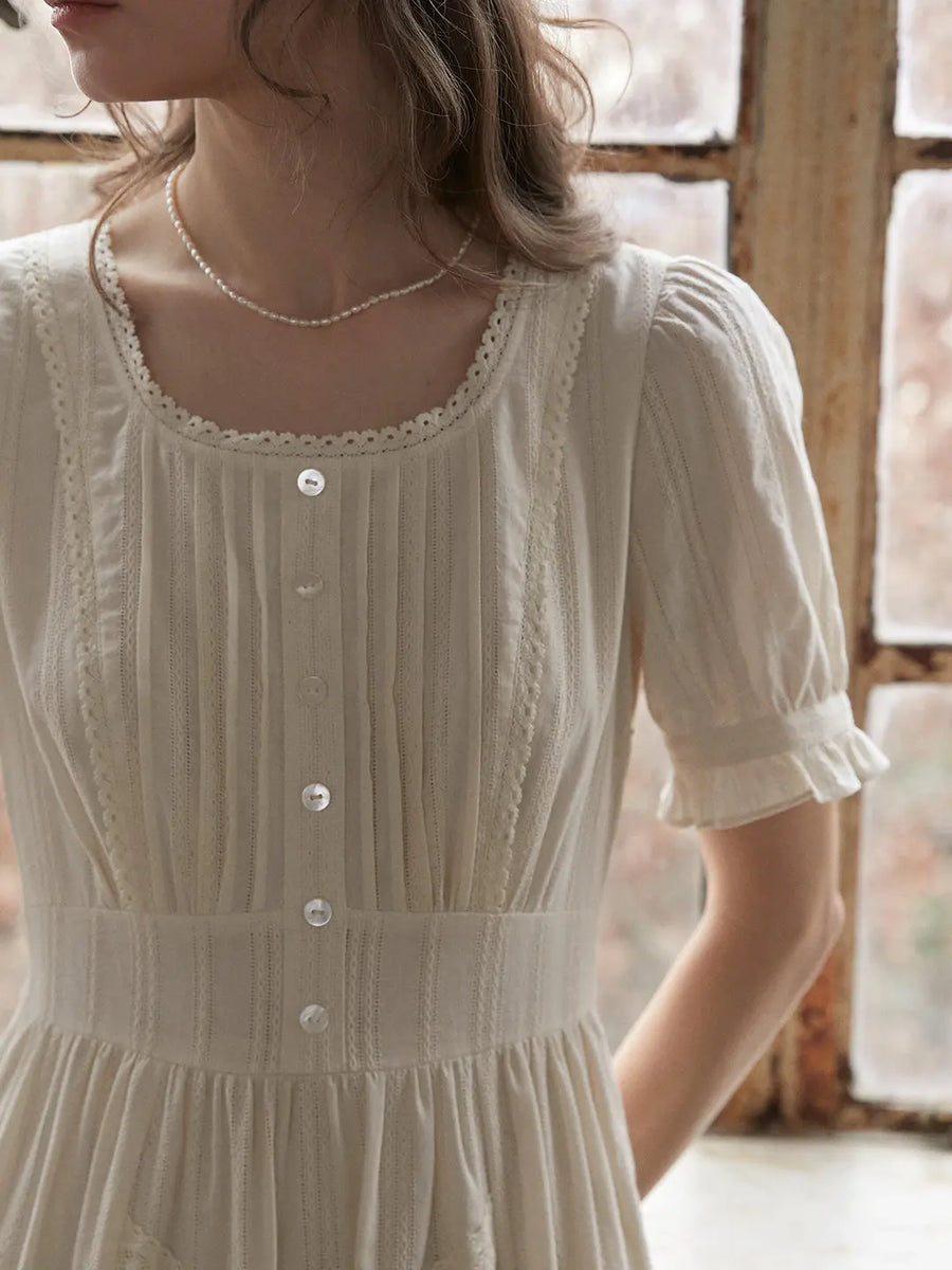 Emmeline Round Neck 100%Cotton Dress