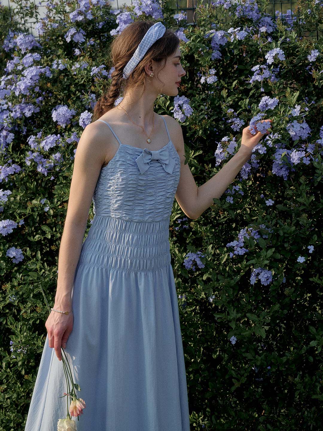 【Final Sale】Avayah Bow Smocked Slip Dress