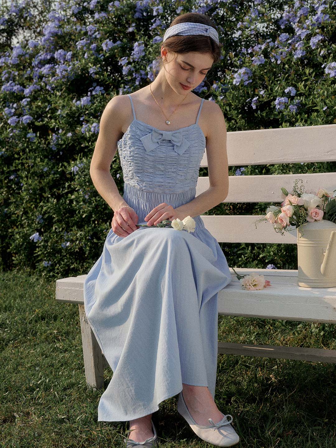 【Final Sale】Avayah Bow Smocked Slip Dress