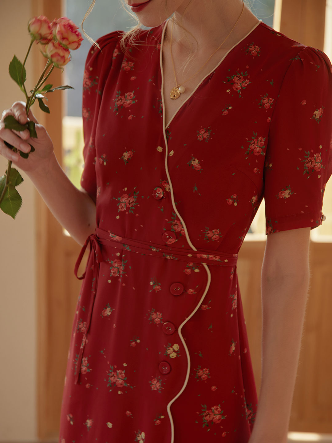 Kimura Floral-Print Rayon Midi Dress