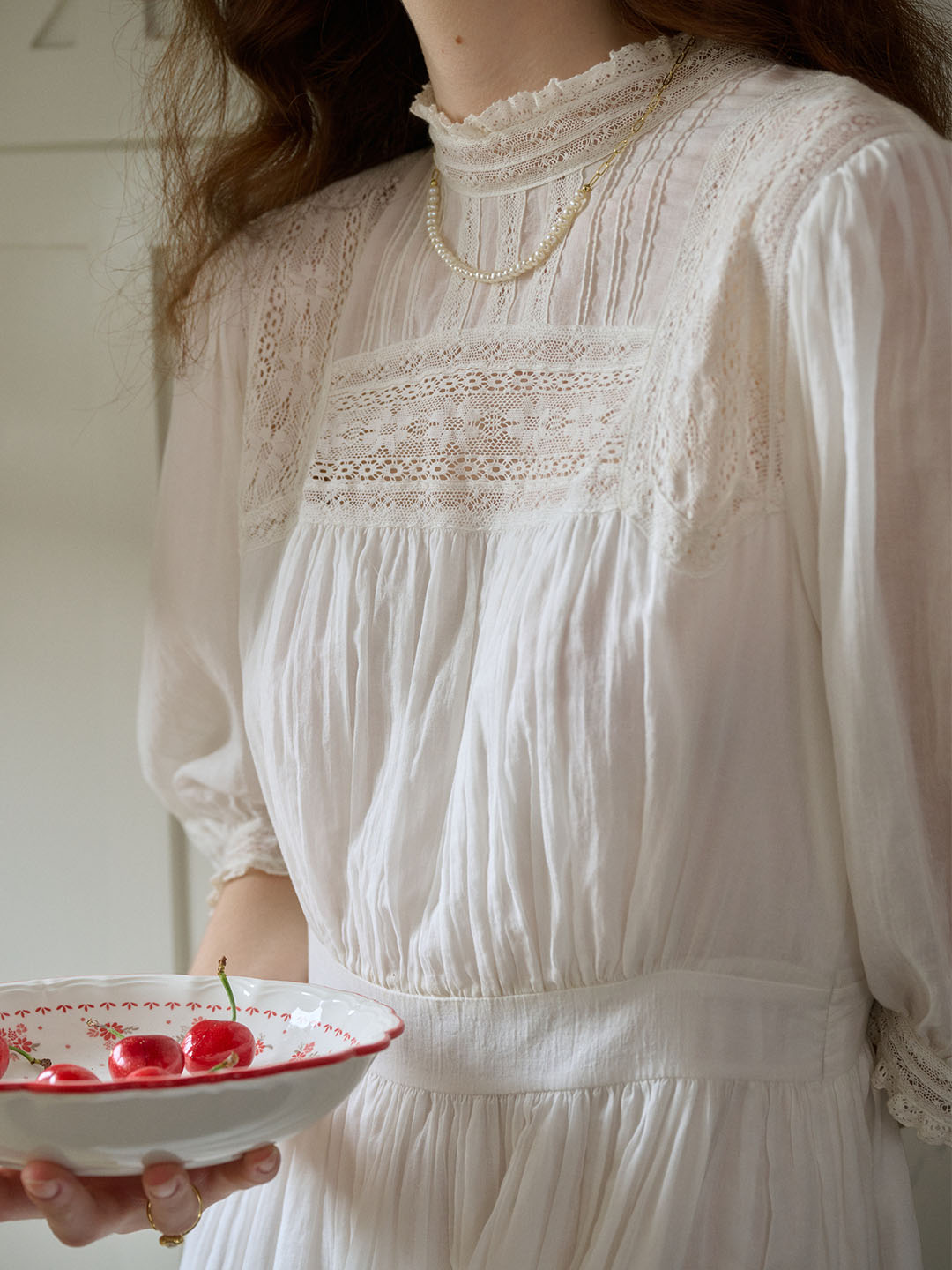 Averie Lace Panel White Cotton Dress