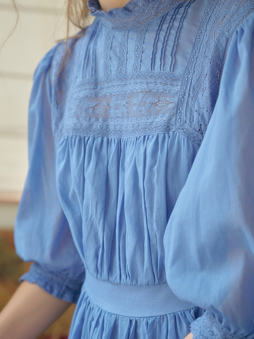 Averie Lace Panel Blue Cotton Dress