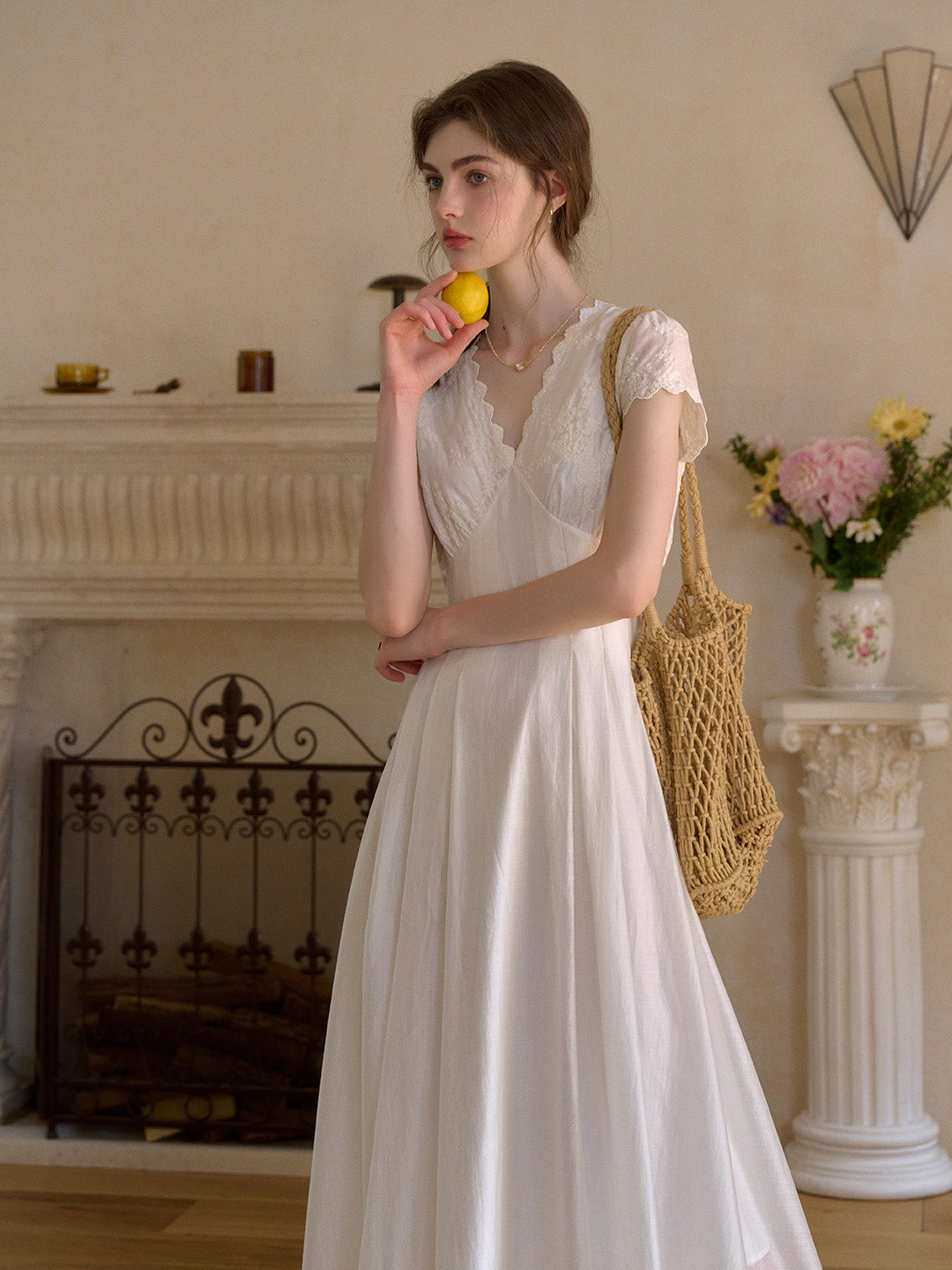 Reagan Wavy V-Neck Jacquard Lyocell Dress