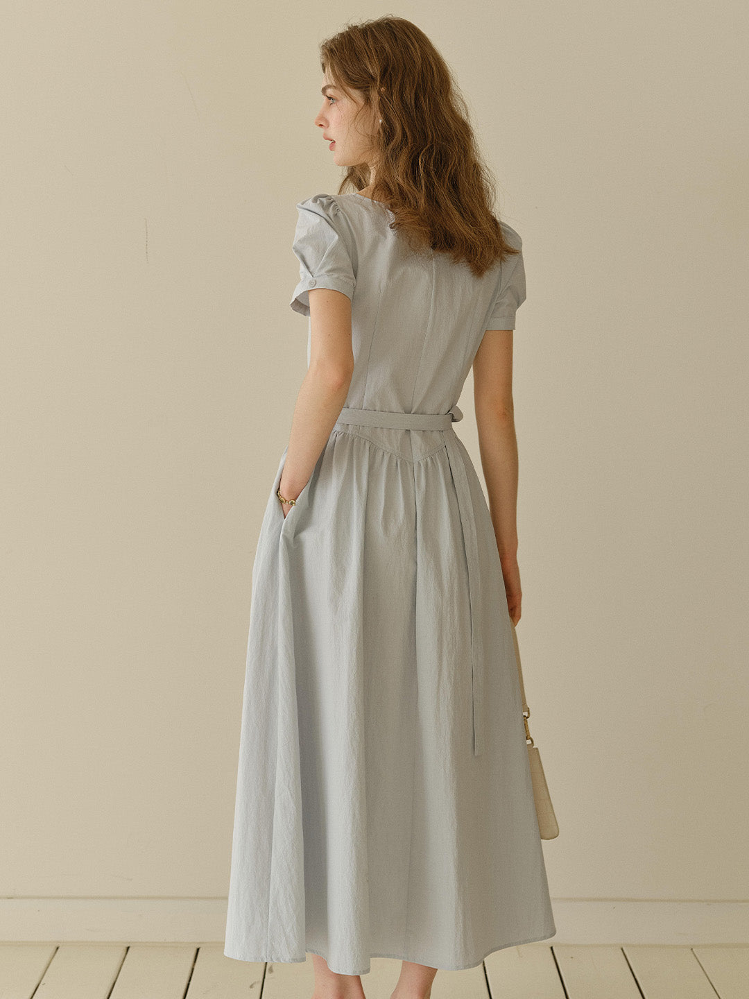 Juno V-Neck Lace Belted Waist Cotton Dress