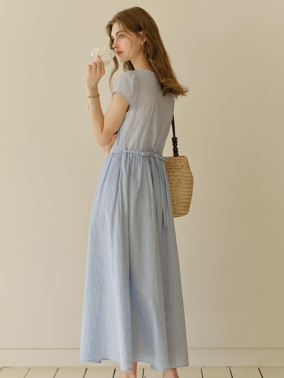Malia Round Neck Lace Embroidered 100% Cotton Dress