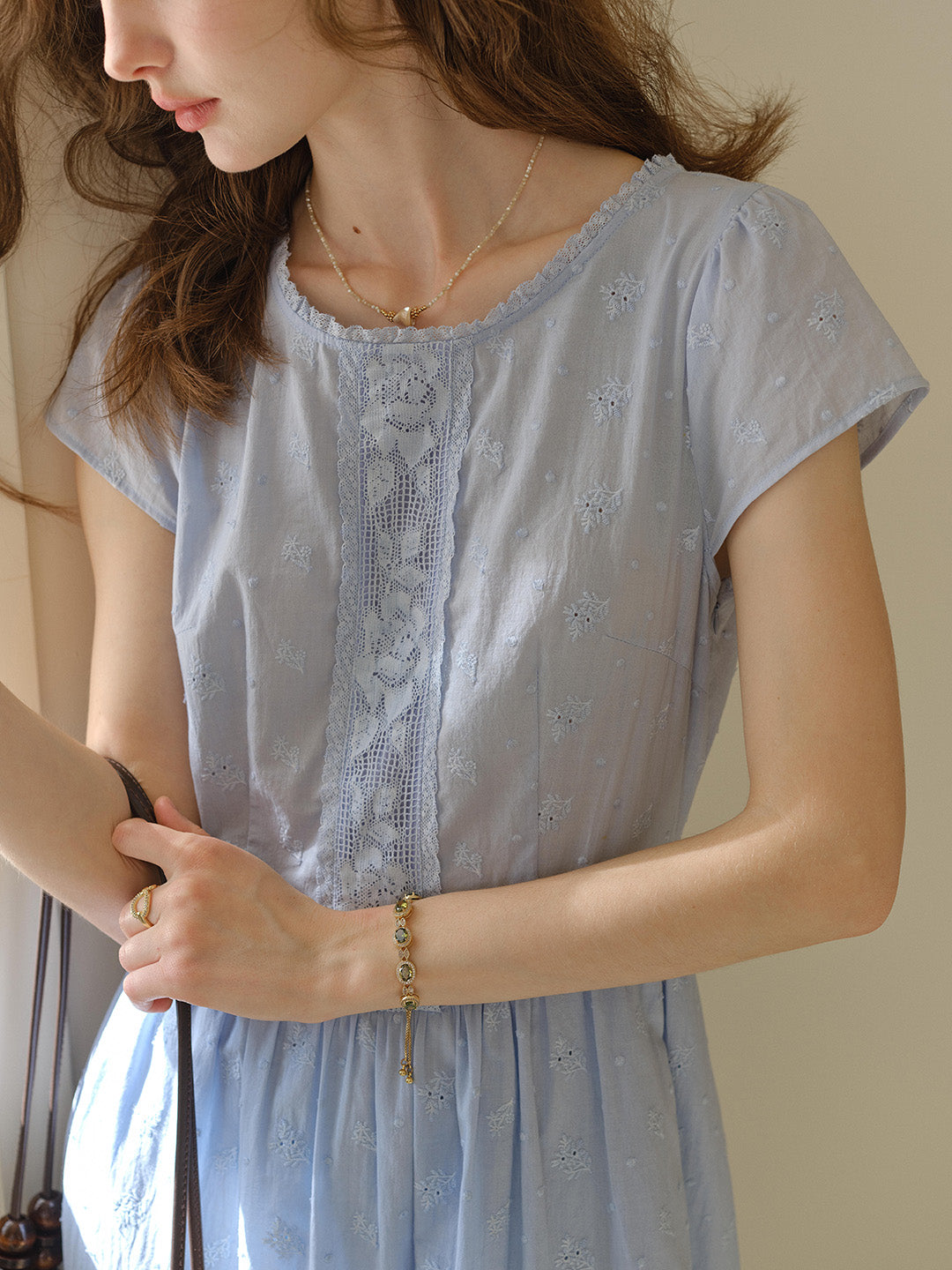 Malia Round Neck Lace Embroidered 100% Cotton Dress