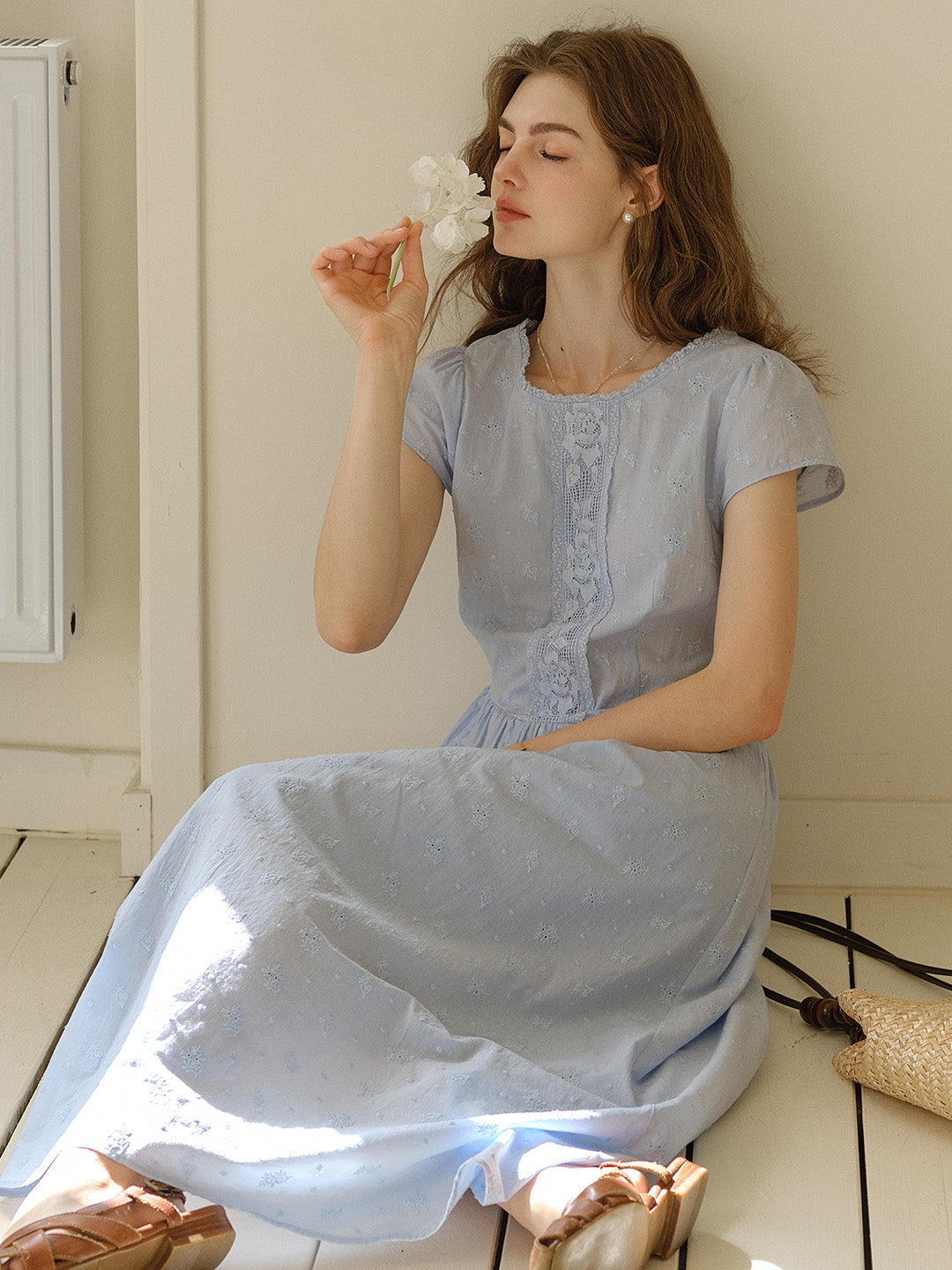 Malia Round Neck Lace Embroidered 100% Cotton Dress