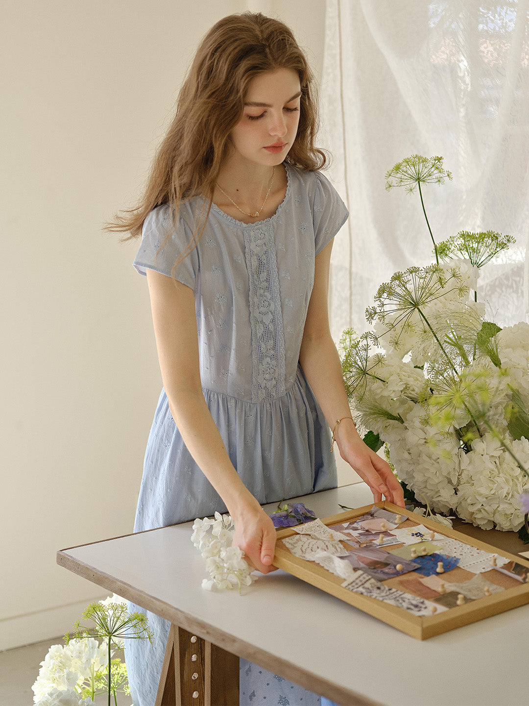 Malia Round Neck Lace Embroidered 100% Cotton Dress