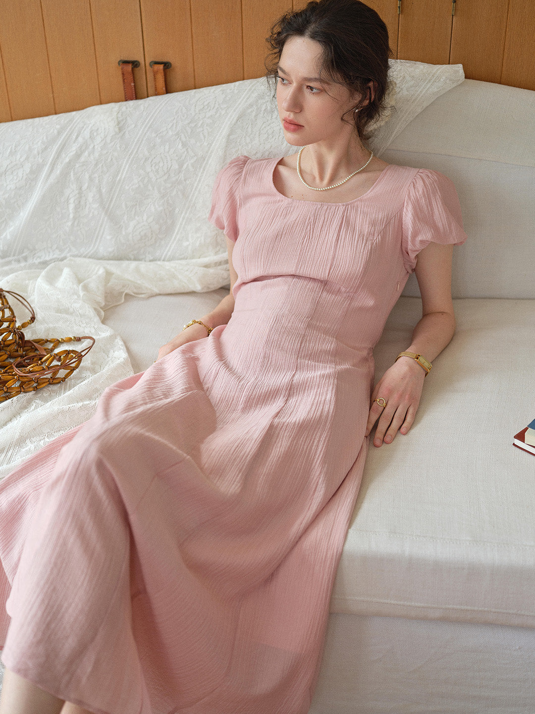 Monica Round Neck Pink Dress