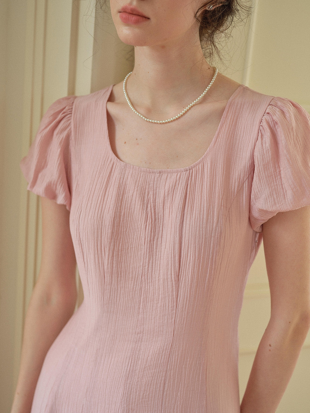 Monica Round Neck Pink Dress