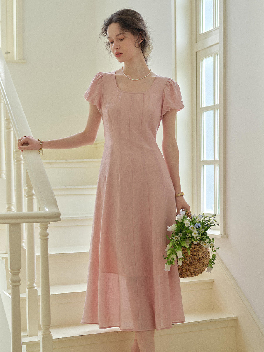 Monica Round Neck Pink Dress
