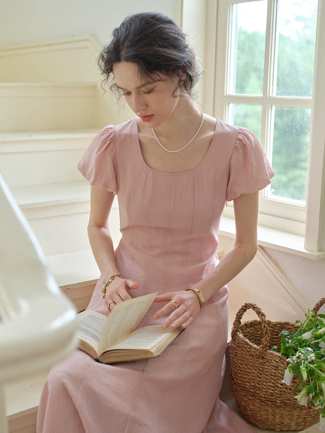 Monica Round Neck Pink Dress