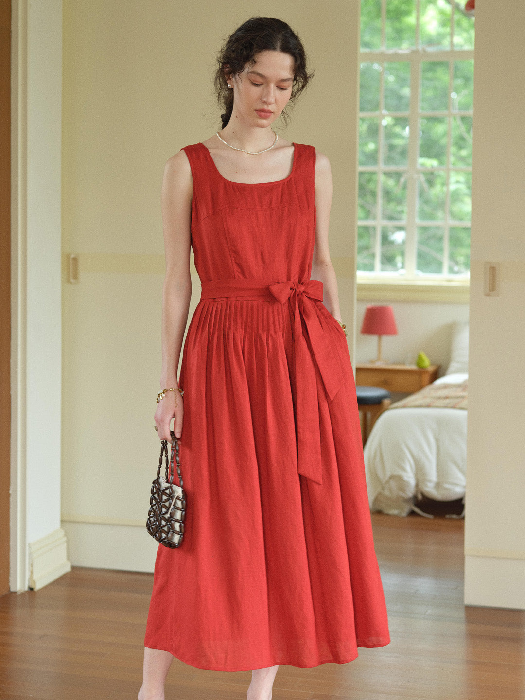 Camila Square Neck Bow Loose Dress