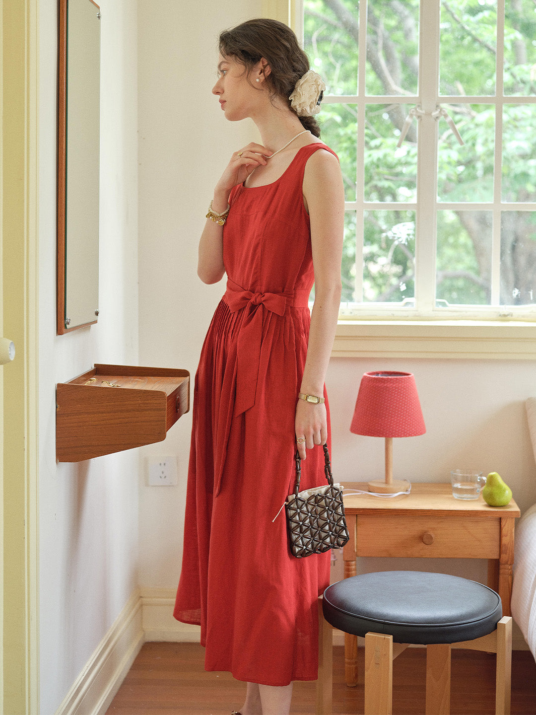 Camila Square Neck Bow Loose Dress