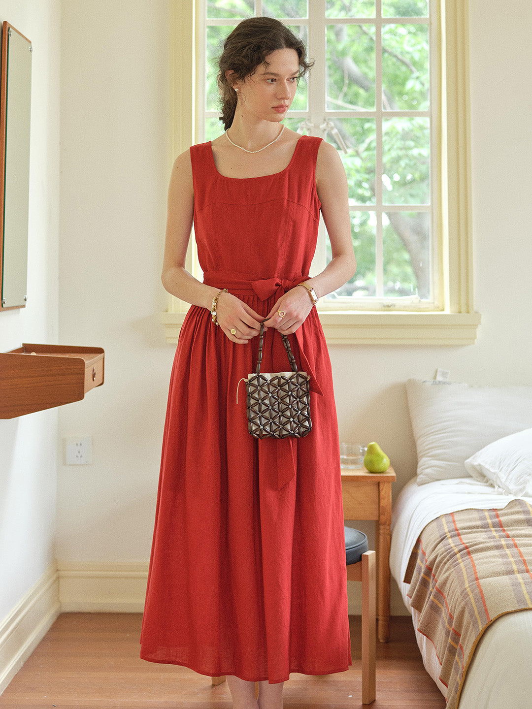 Camila Square Neck Bow Loose Dress