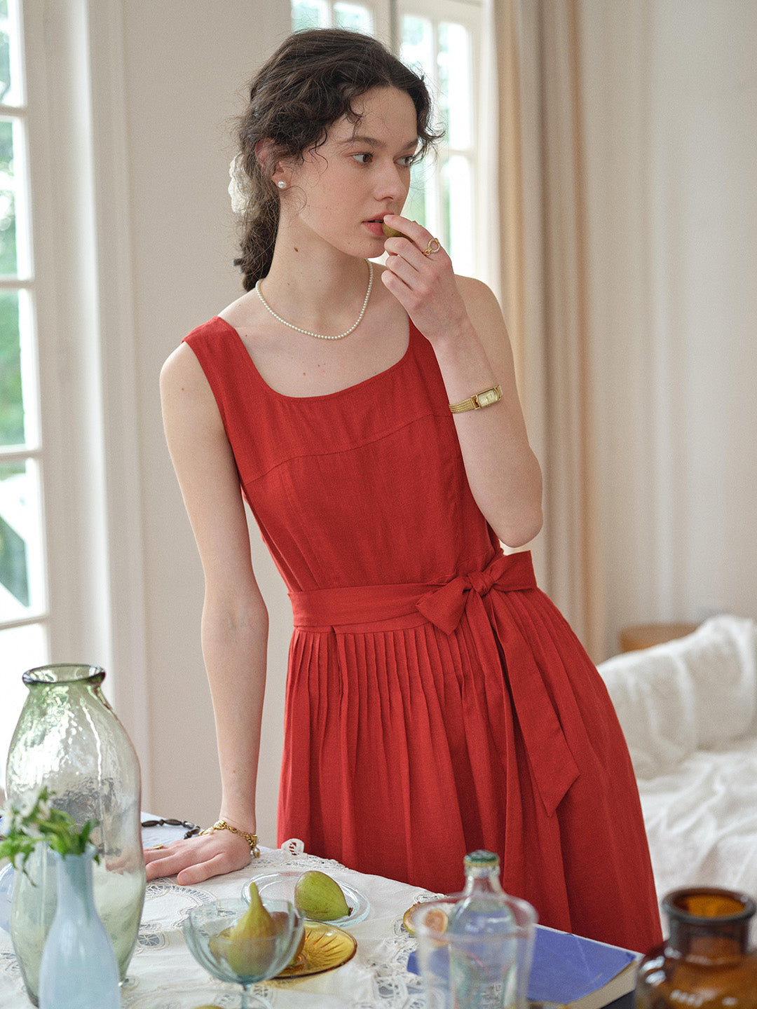Camila Square Neck Bow Loose Dress