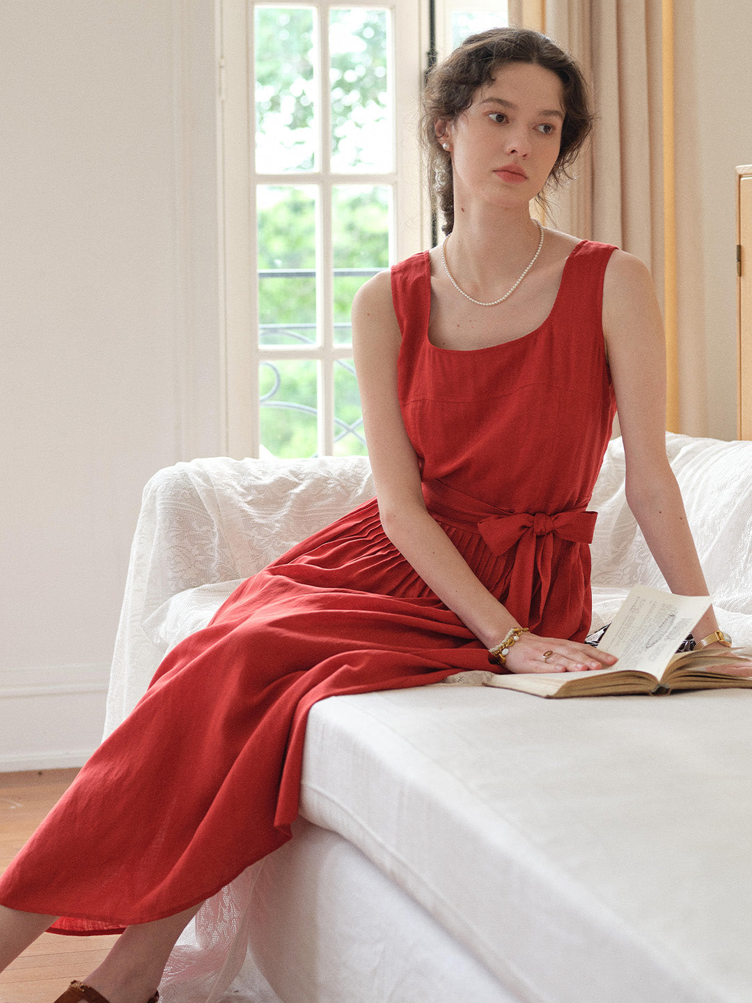 Camila Square Neck Bow Loose Dress