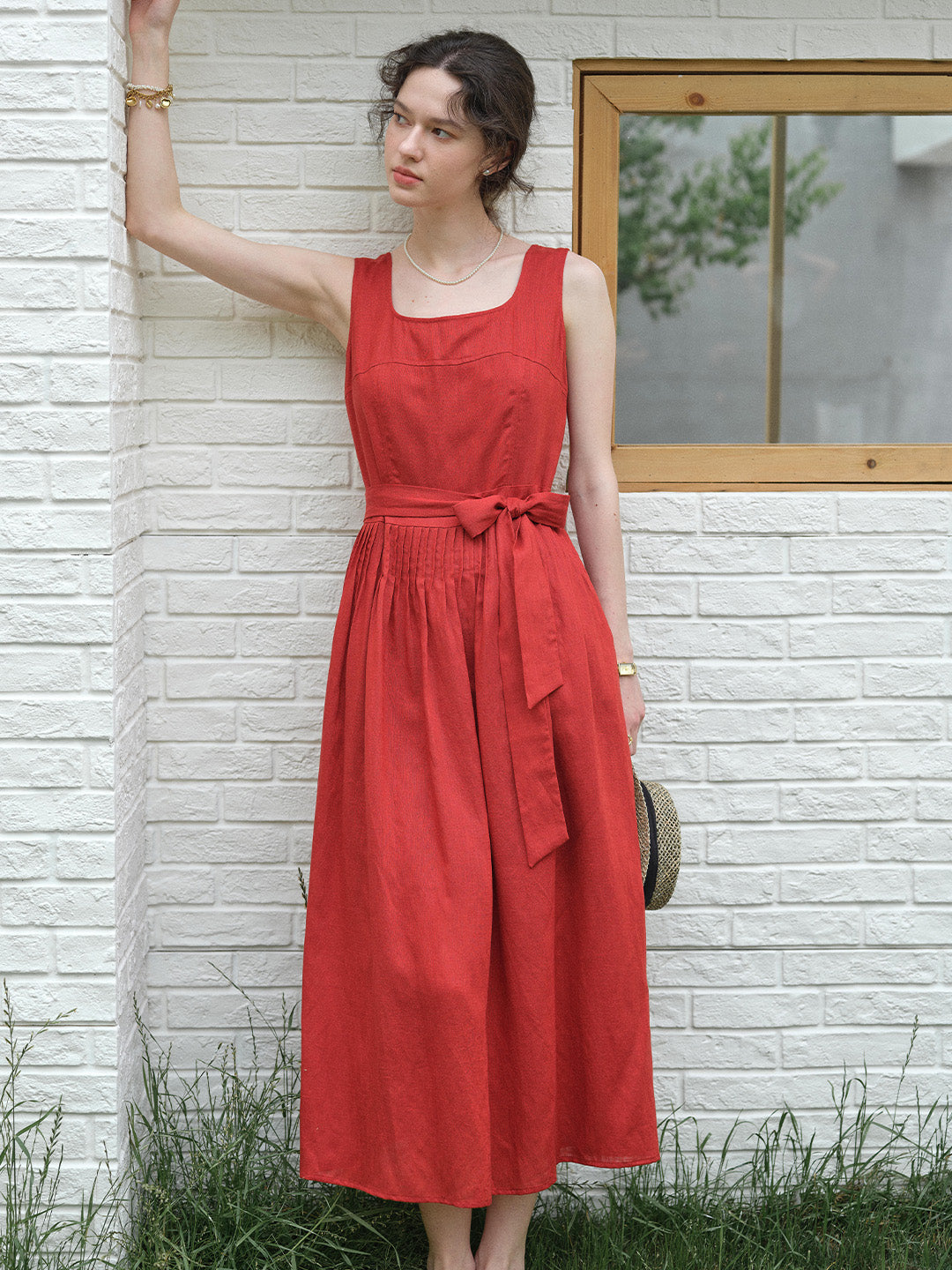 Camila Square Neck Bow Loose Dress