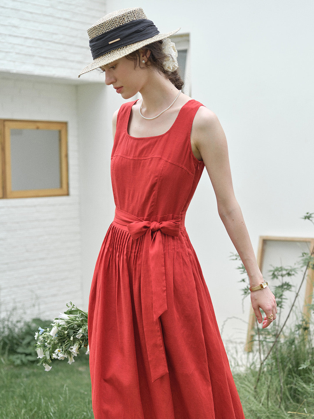 Camila Square Neck Bow Loose Dress