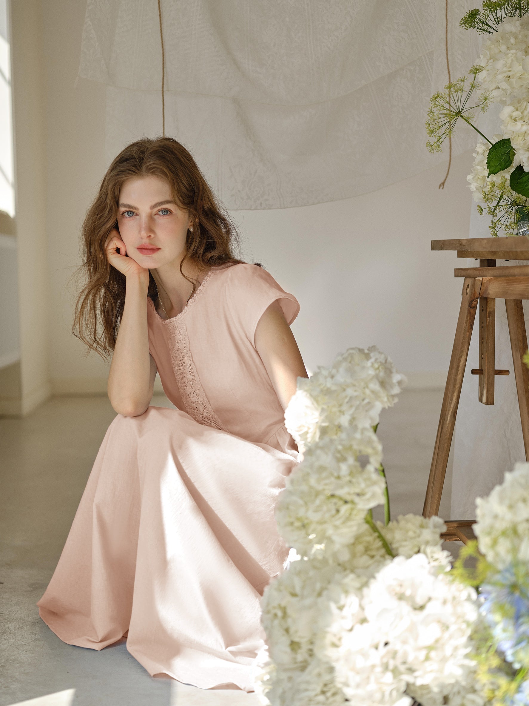 Malia Round Neck Lace 100% Cotton Dress