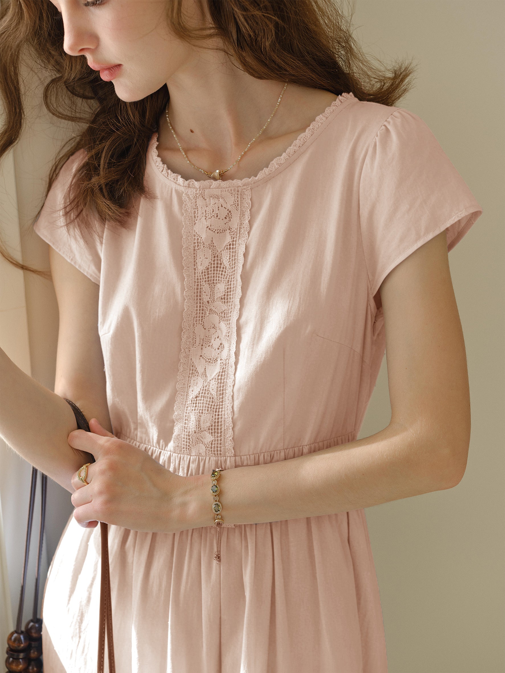 Malia Round Neck Lace 100% Cotton Dress