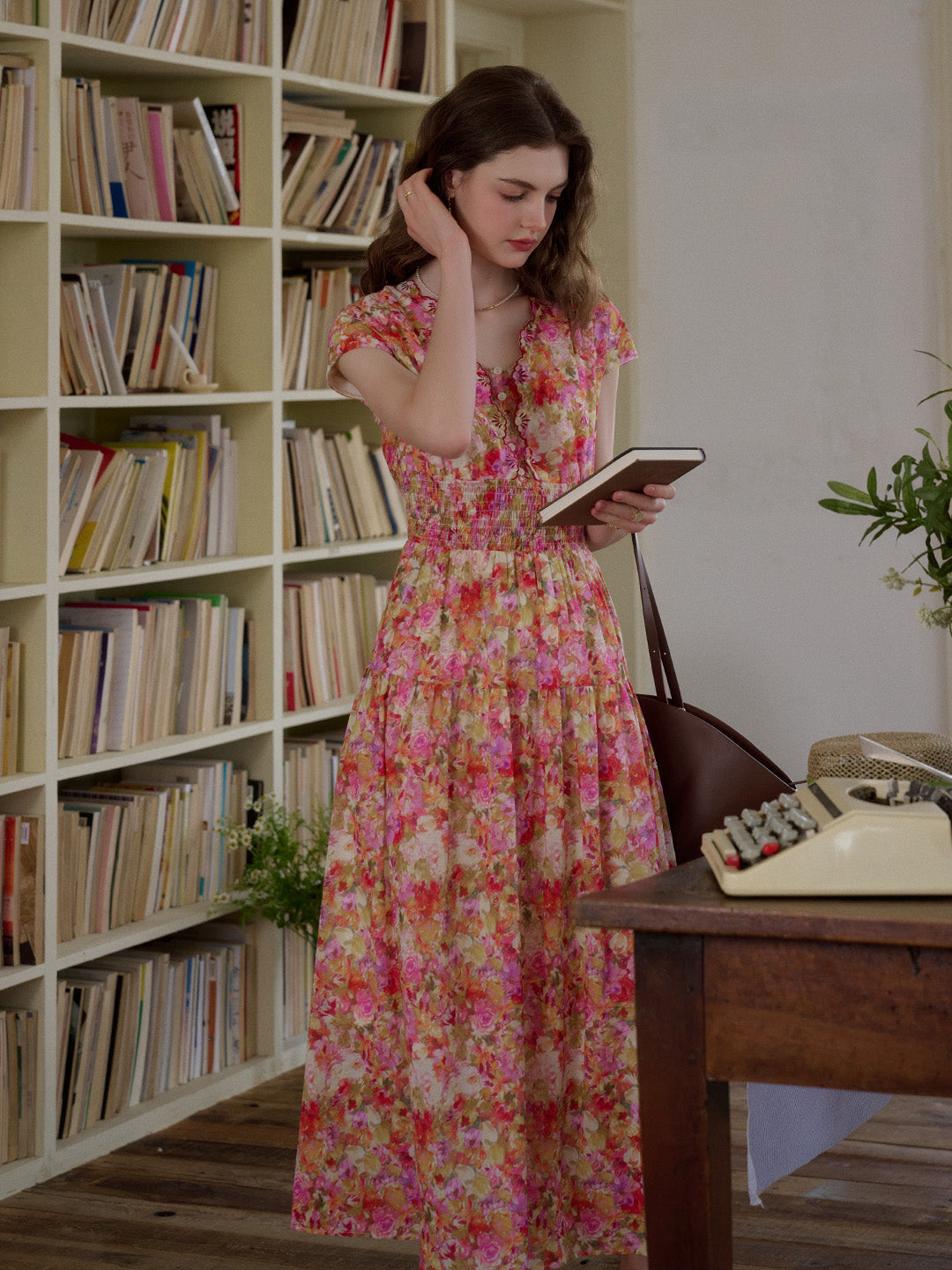 Adalyn Wavy Neck Floral 100% Cotton Dress