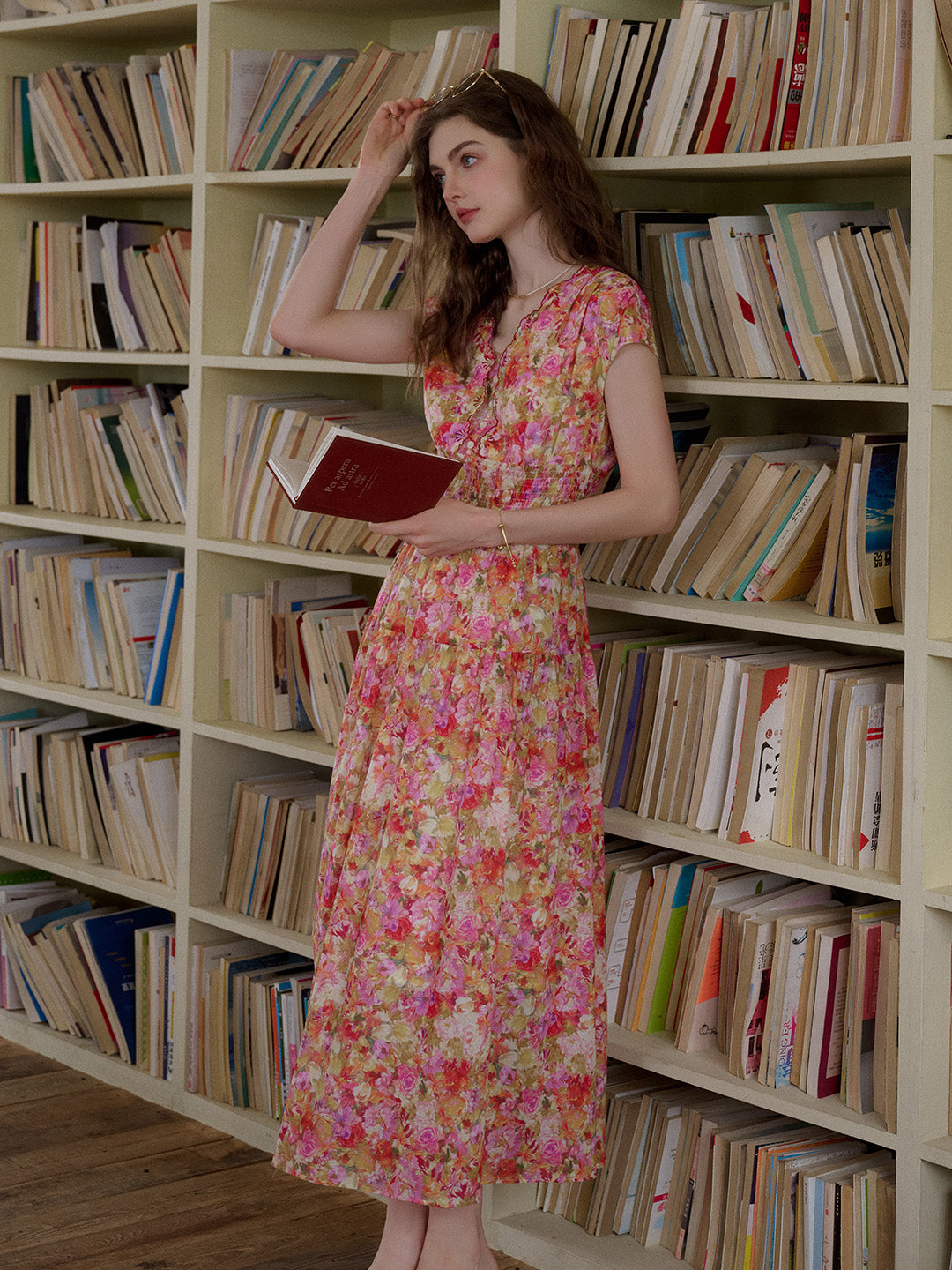 Adalyn Wavy Neck Floral 100% Cotton Dress