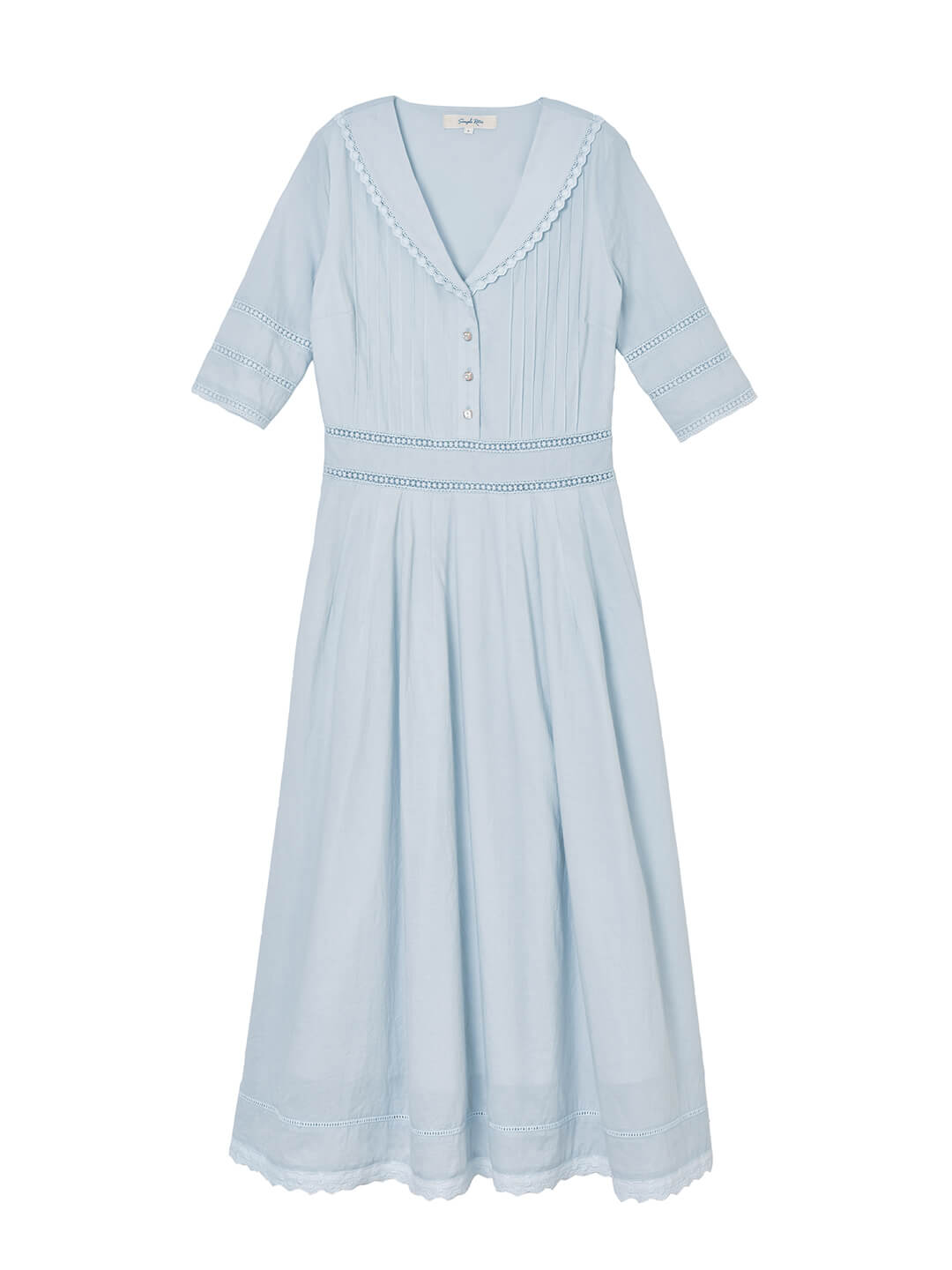 Fiona 100% Cotton Gray Blue Midi Dress