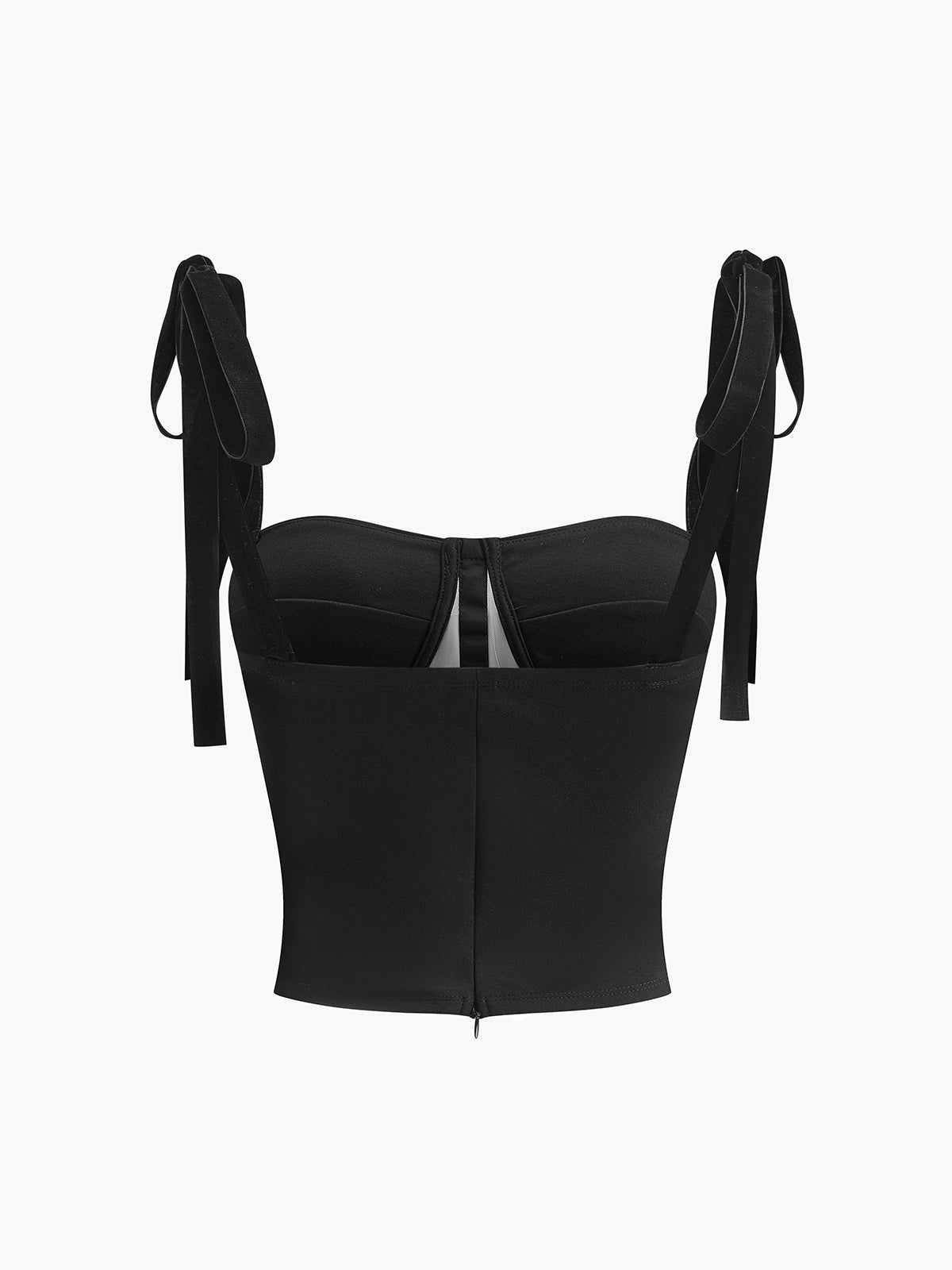 Sheer Mesh Tie-Front Crop Top – Light Support