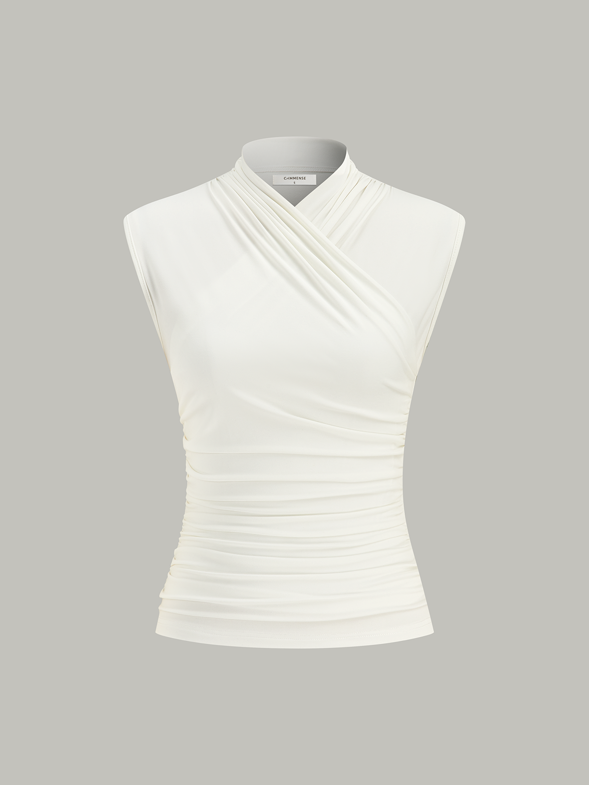 Cross Neck Ruched Fitted Tank Top