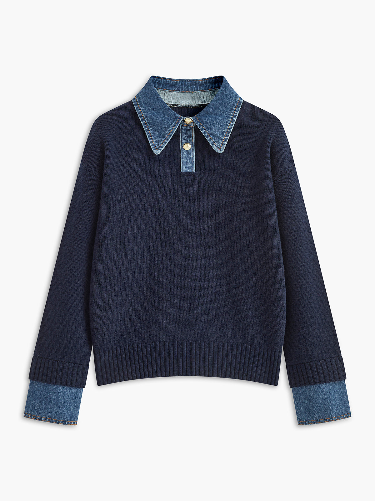 2 in 1 Panel Lapel Relaxed Sweater