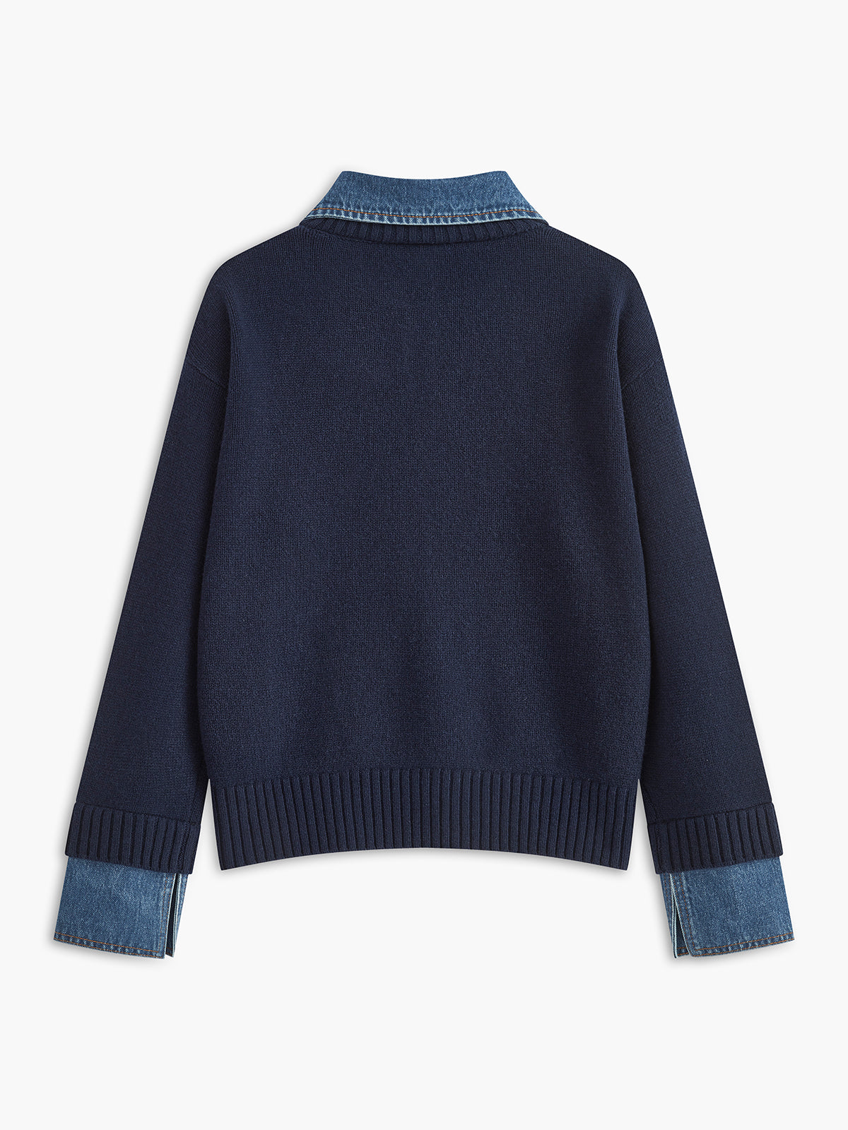 2 in 1 Panel Lapel Relaxed Sweater