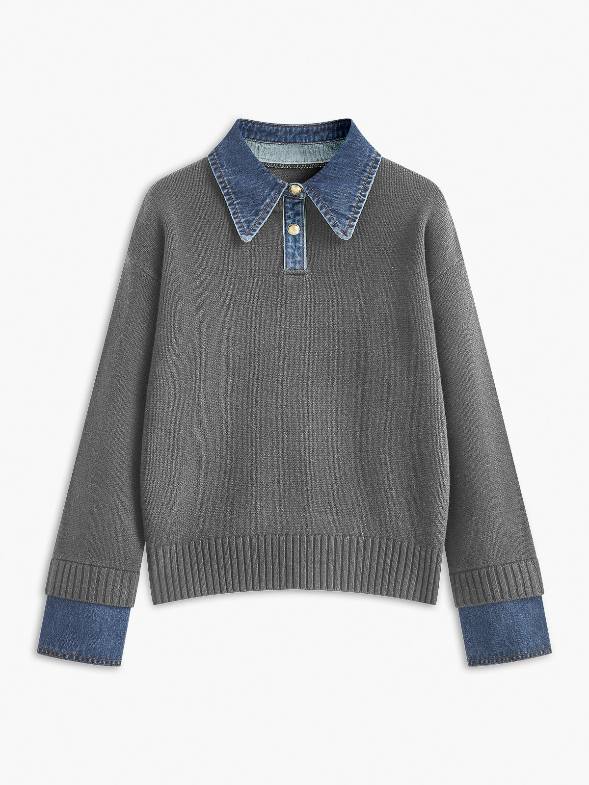 2 in 1 Panel Lapel Relaxed Sweater