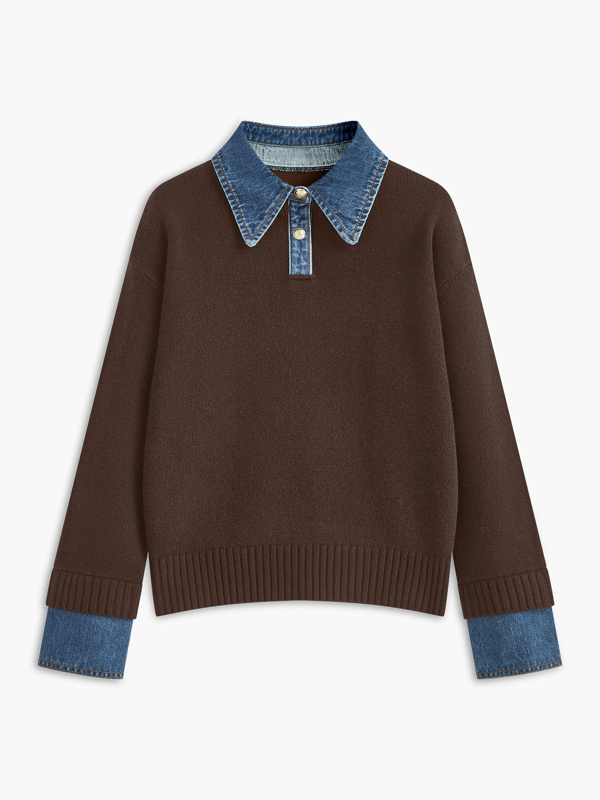 2 in 1 Panel Lapel Relaxed Sweater