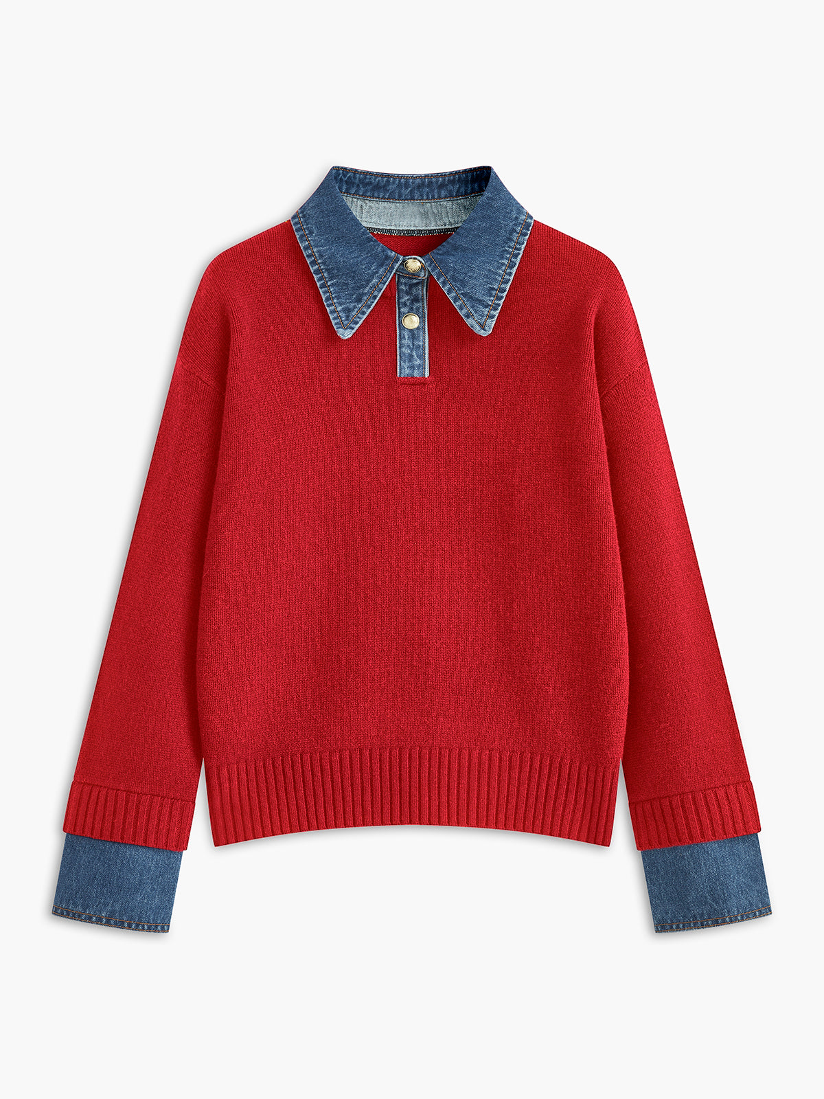 2 in 1 Panel Lapel Relaxed Sweater