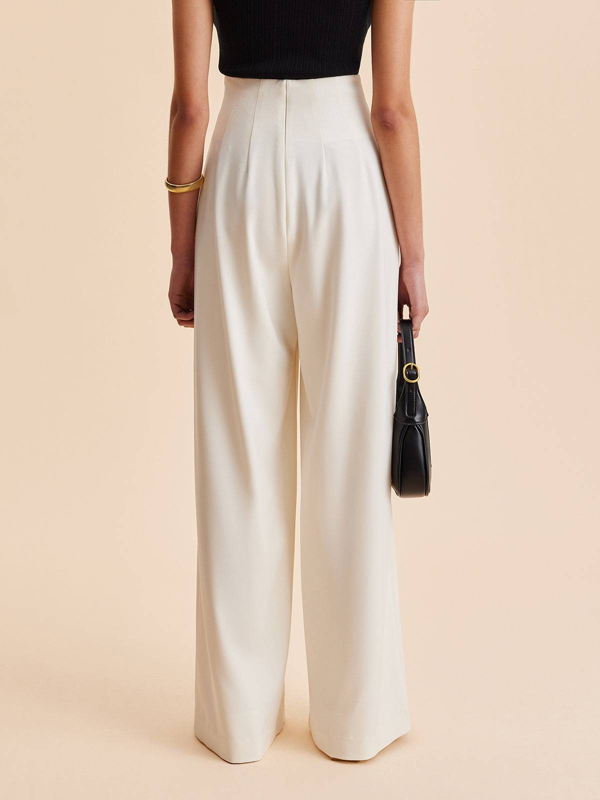 Embellished High-Waist Wide-Leg Pants with Improved Comfort