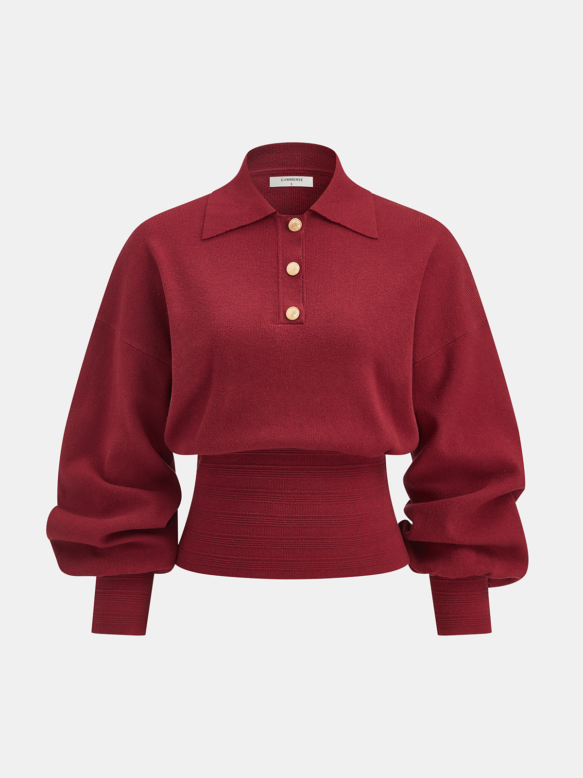 Polo Collar Buttoned Knit Sweater