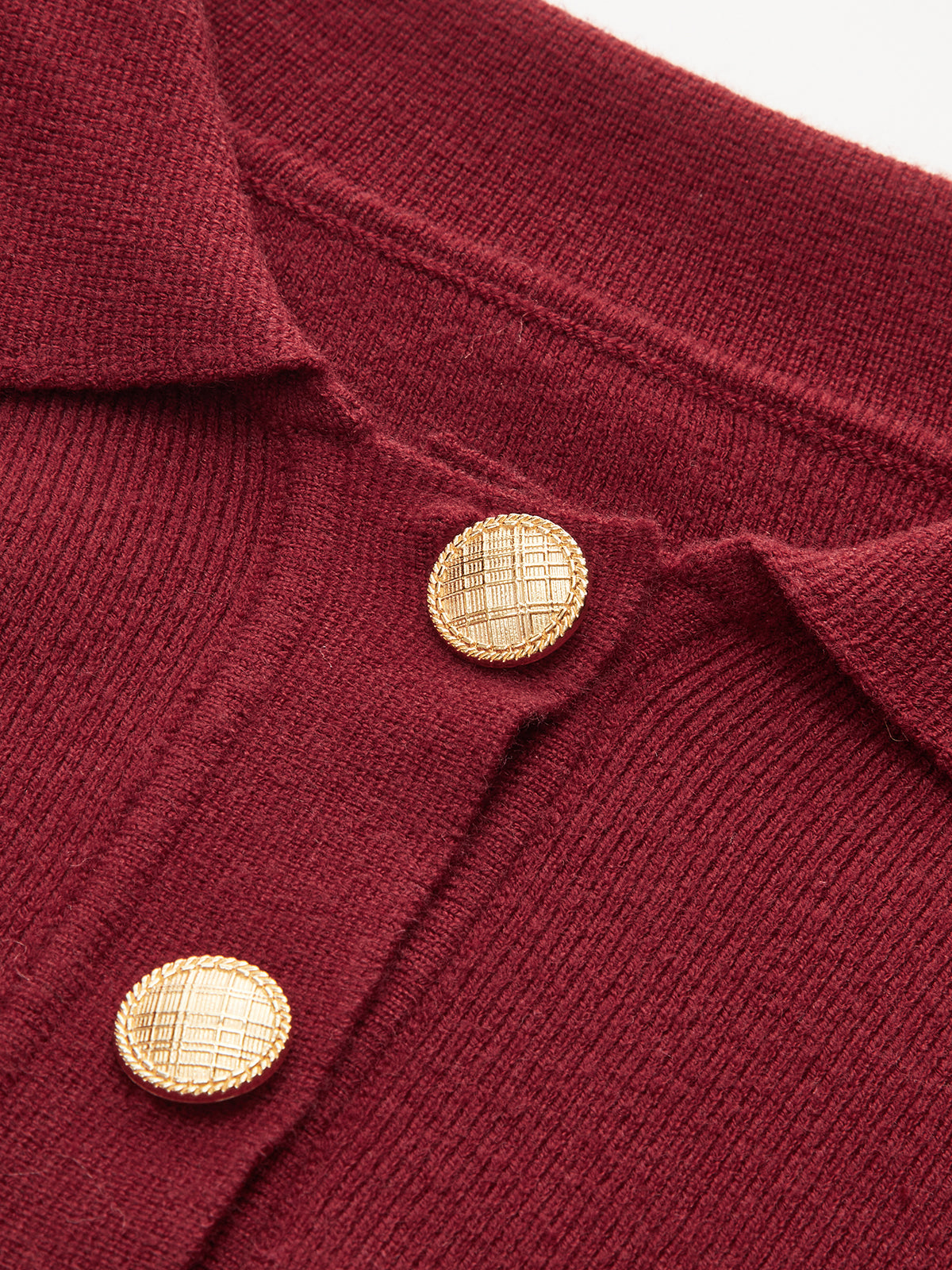 Polo Collar Buttoned Knit Sweater