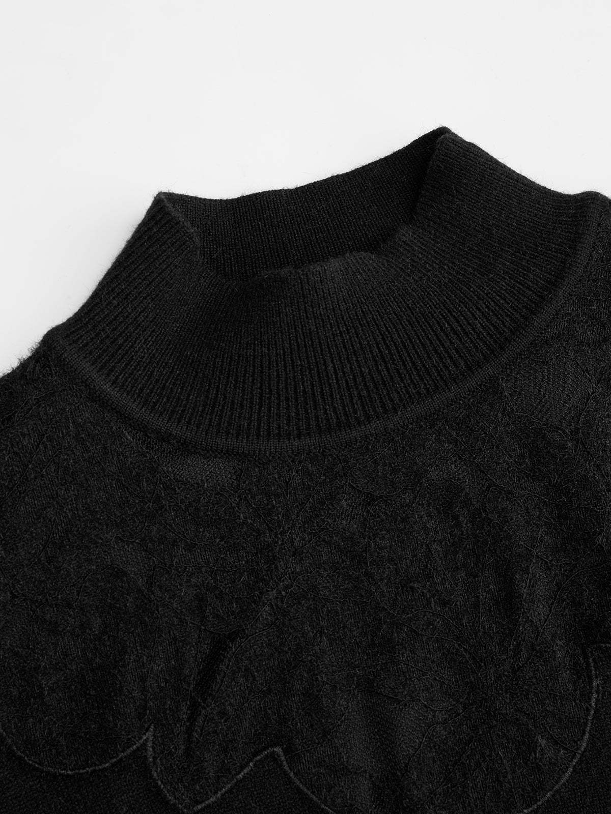 Mock Neck Lace Panel Sweater