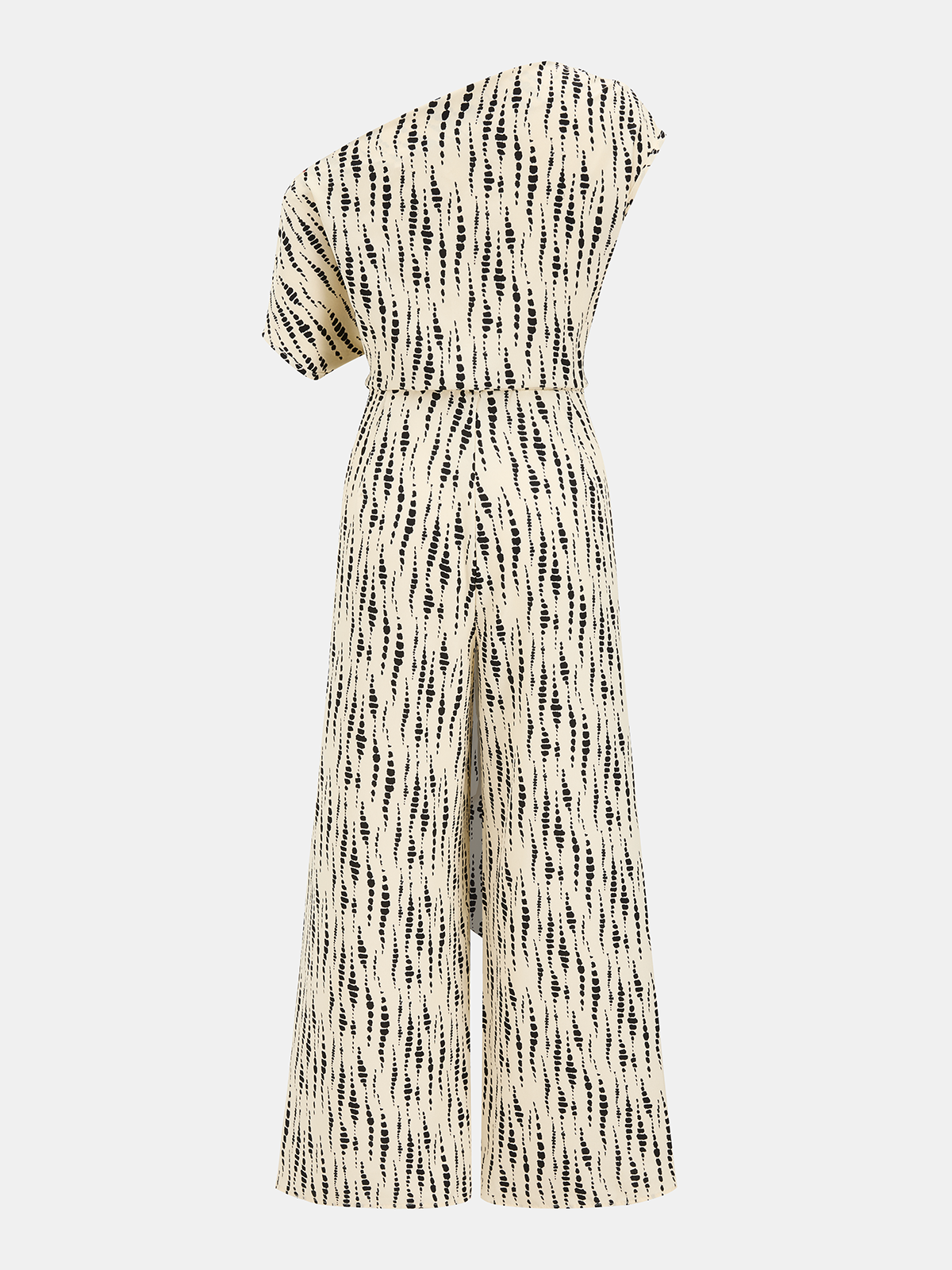 Abstract Dot Print One-Shoulder Jumpsuit