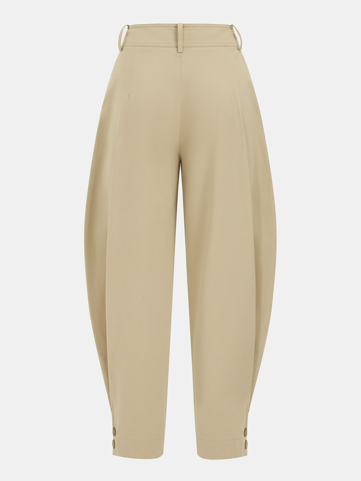 Cotton Pleated Mid-Waist Balloon Pants