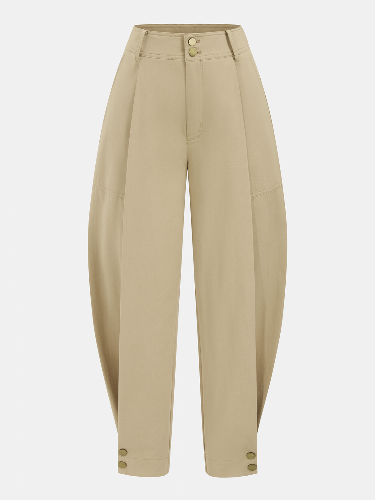 Cotton Pleated Mid-Waist Balloon Pants