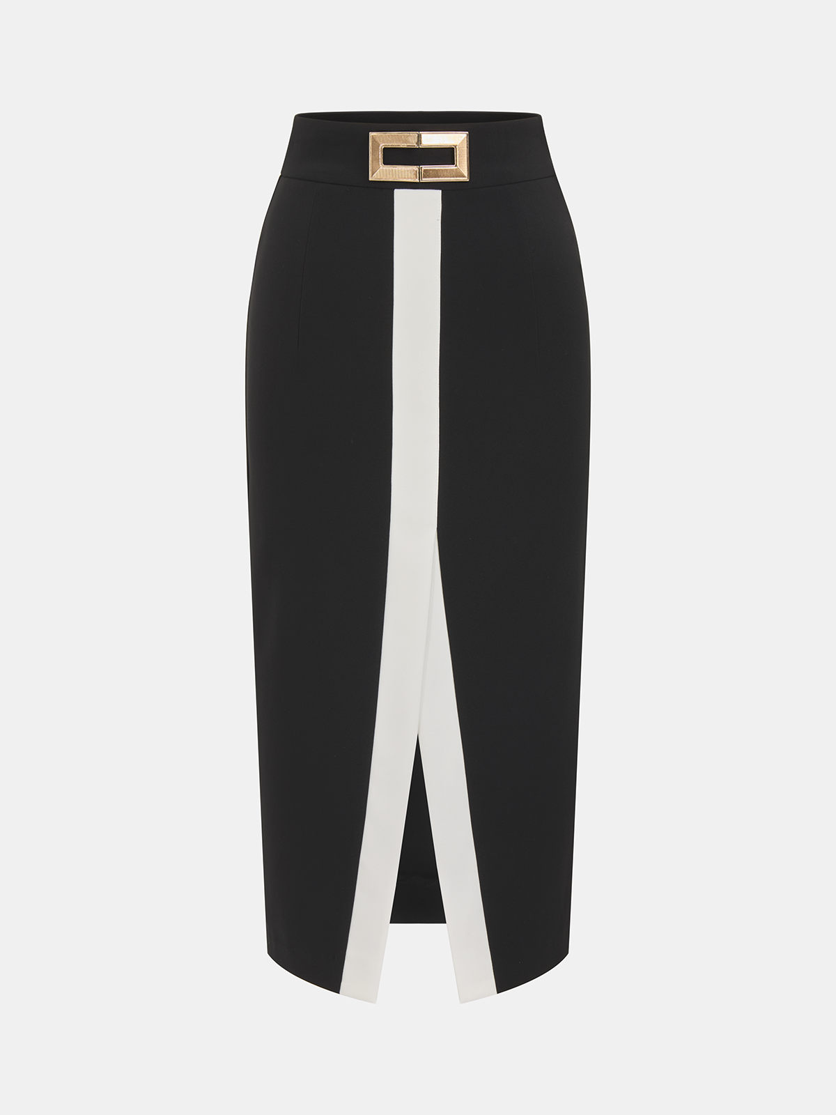 Color Block Metal Detail Midi Skirt