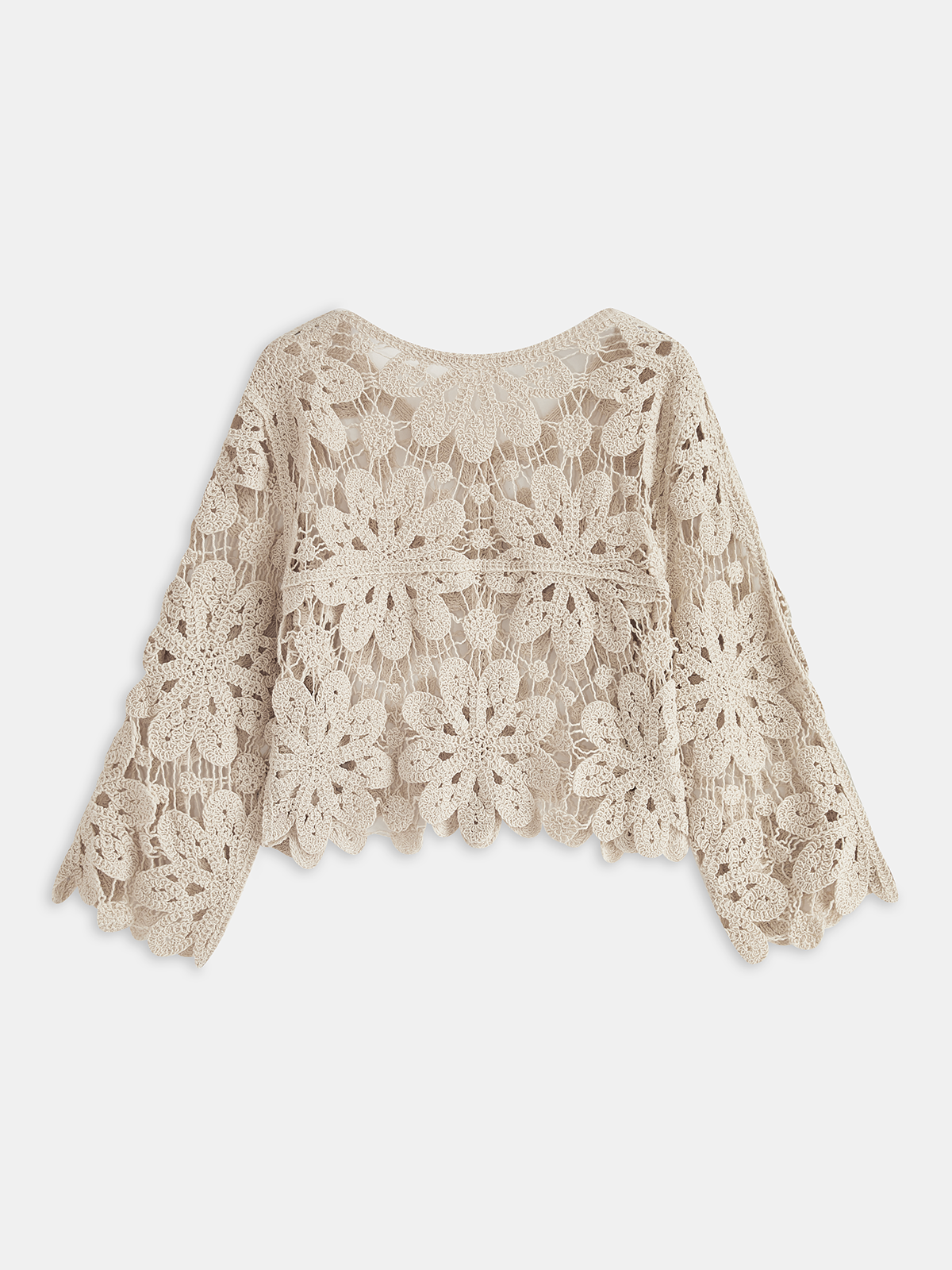 Cropped Floral Crochet Cardigan