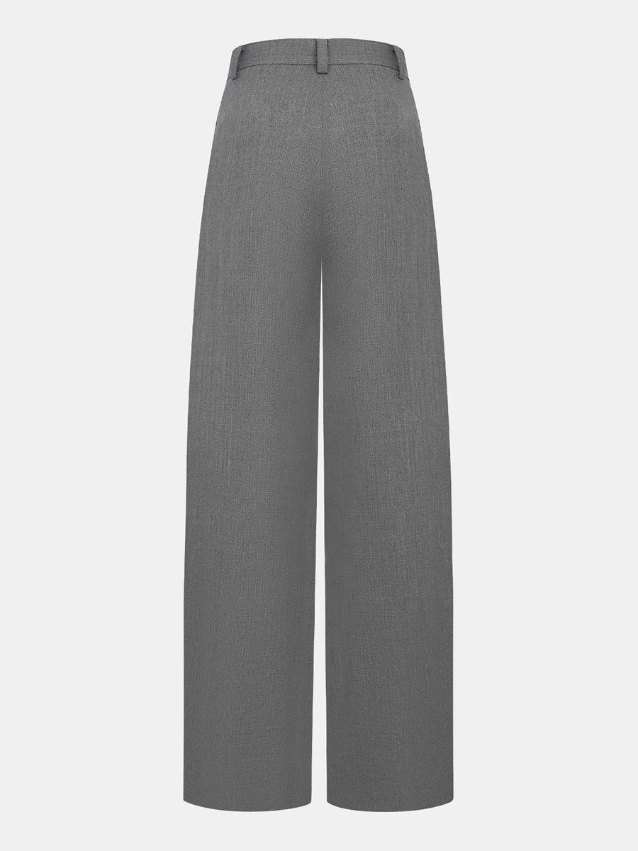 Asymmetric Pleated Wide-Leg Pants