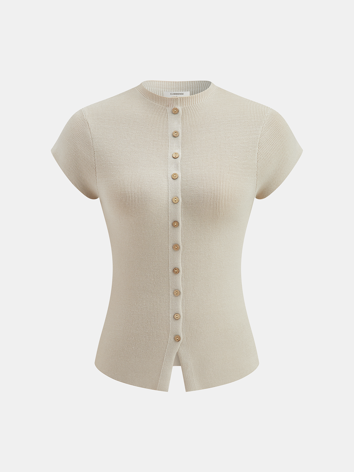 Button Front Short Sleeve Knit Cardigan